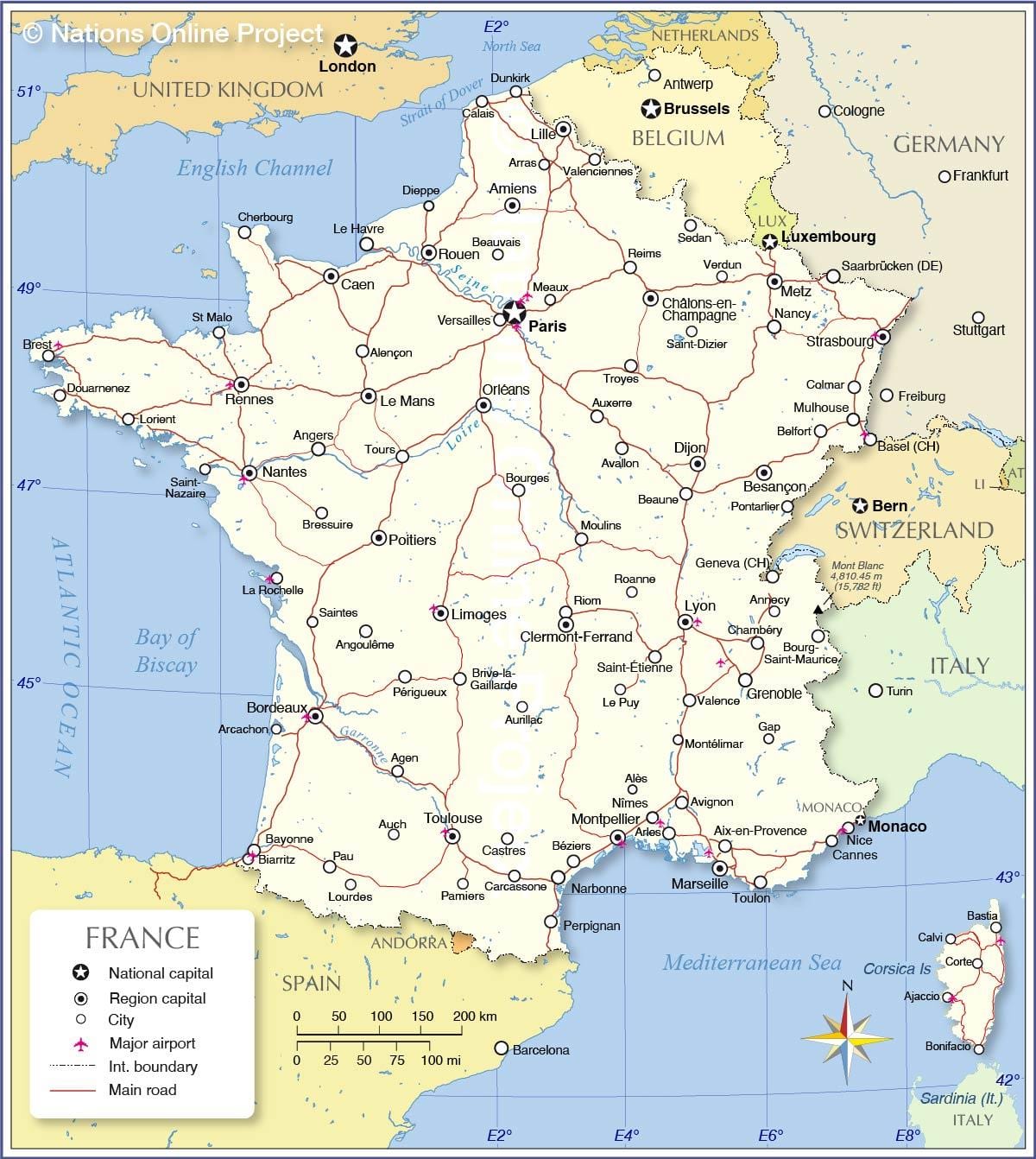 França aeroportos mapa internacional