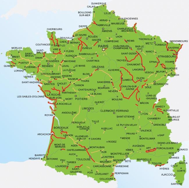 A frança de bicicleta mapa