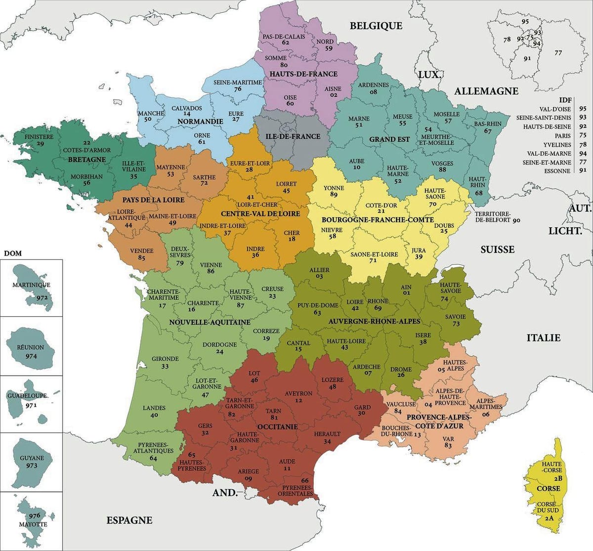 mapa da França, do departamento de