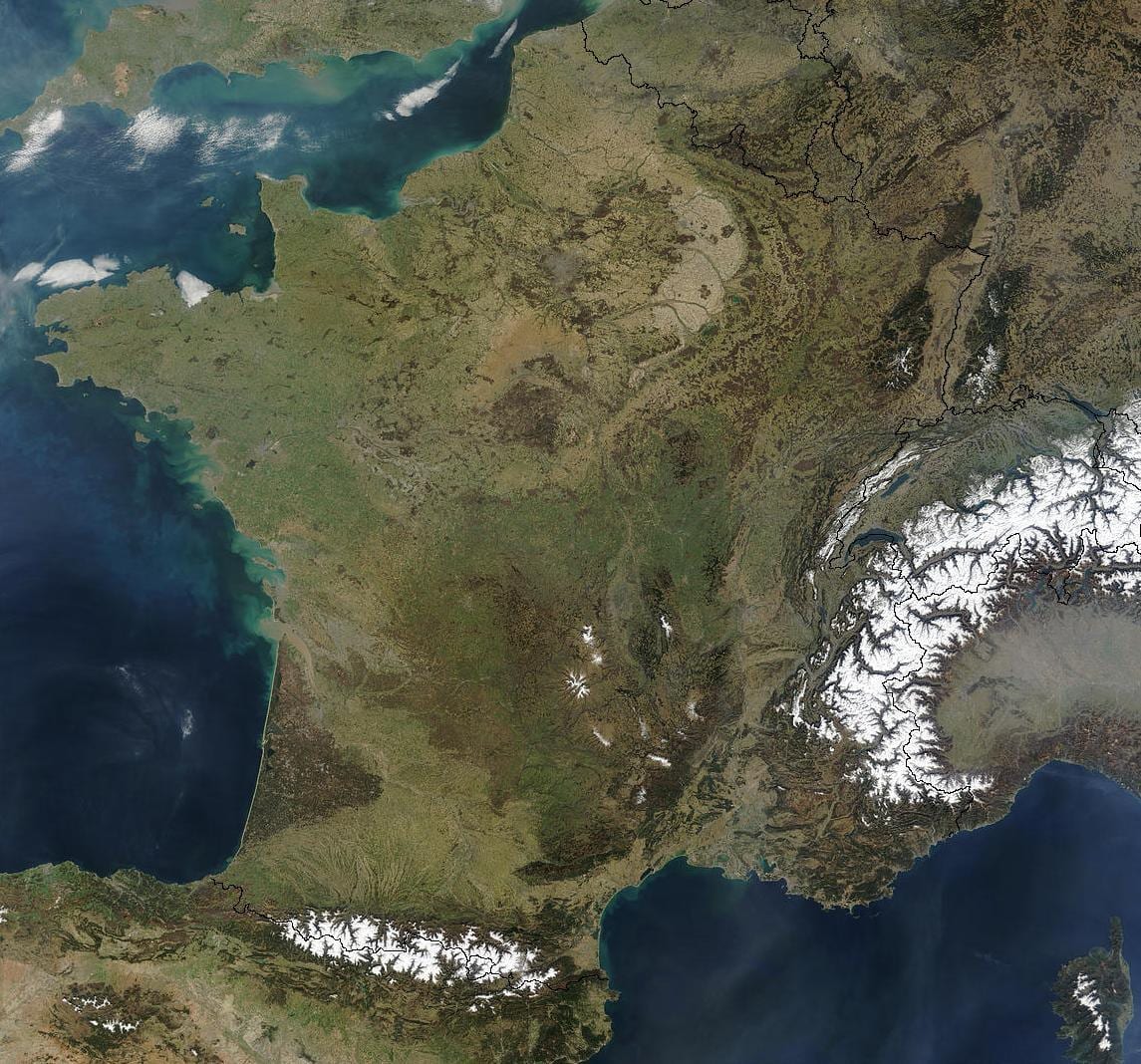 mapa da França por satélite