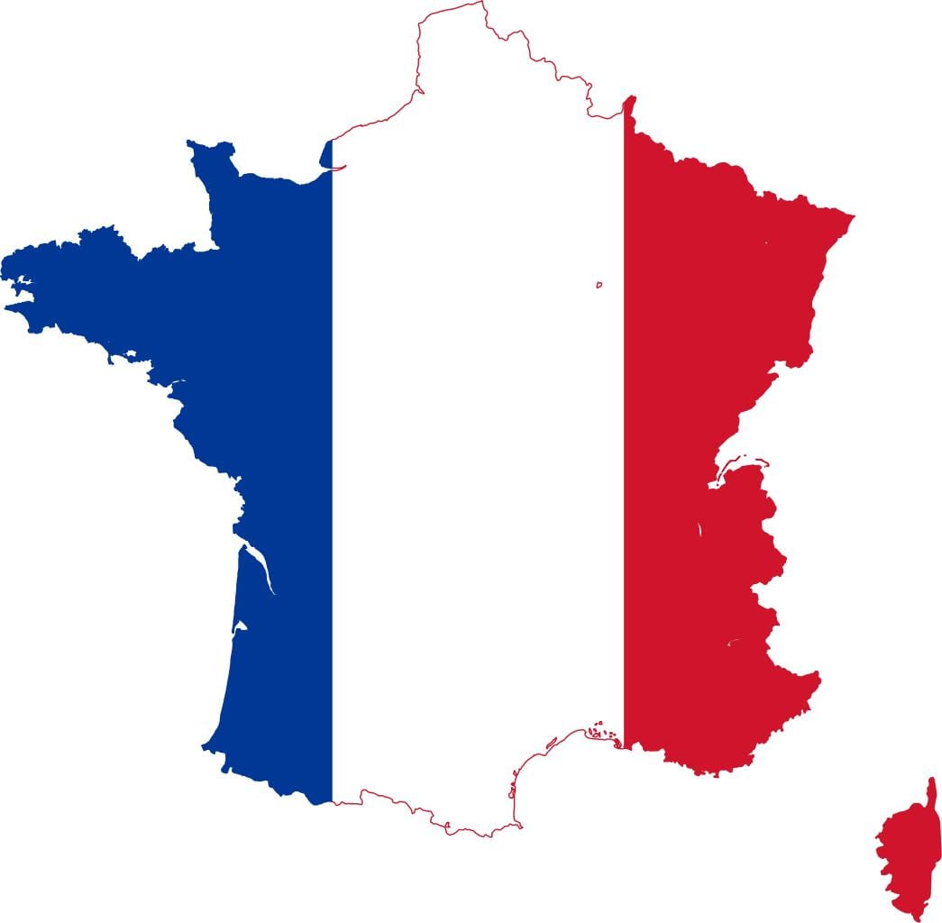 mapa da França bandeira