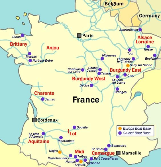 mapa da França barco