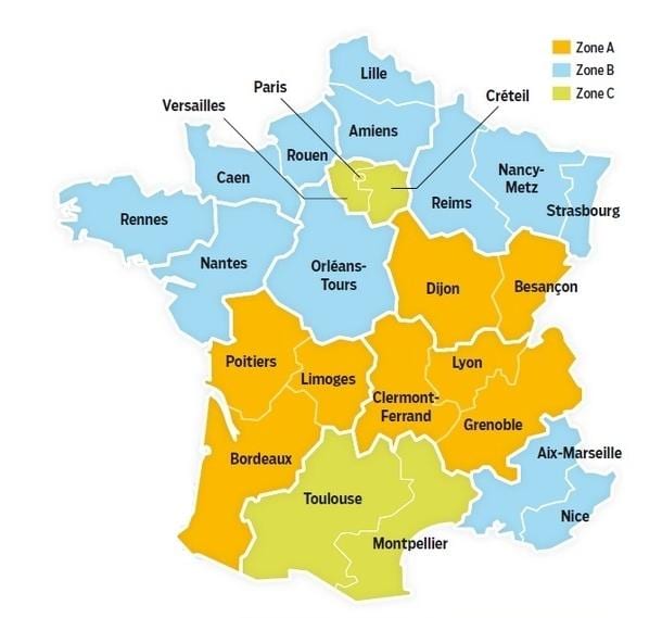 mapa da escola de França