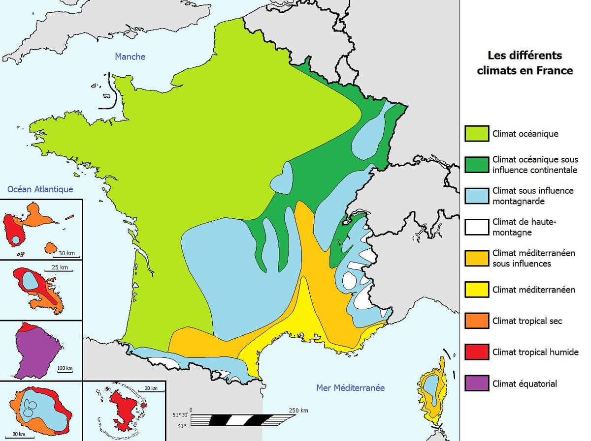 mapa da França, tempo