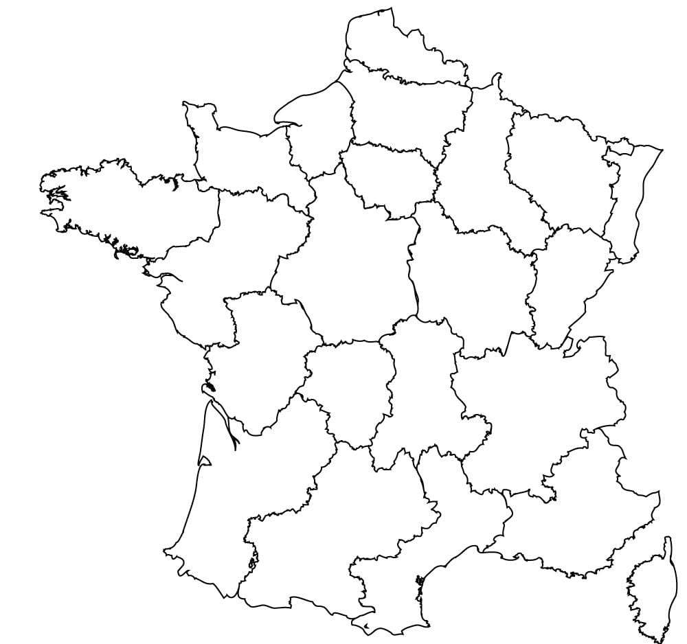 mapa da França, preto e branco