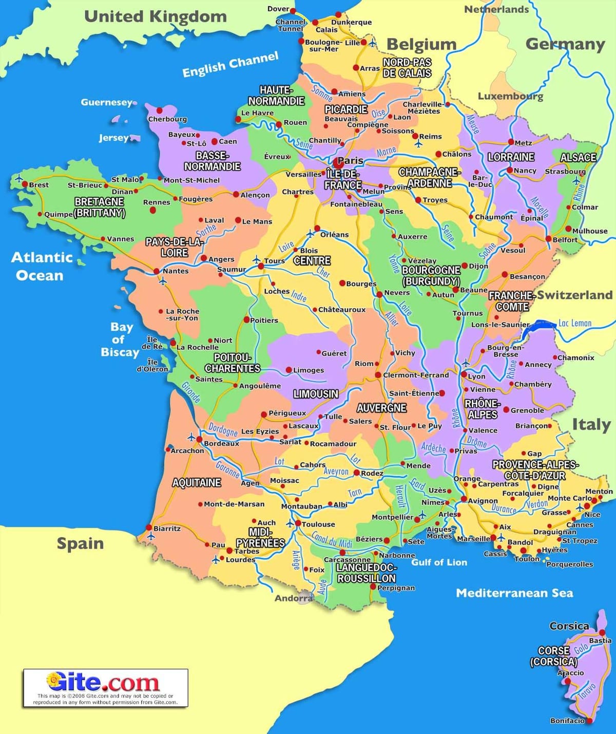 A frança num mapa