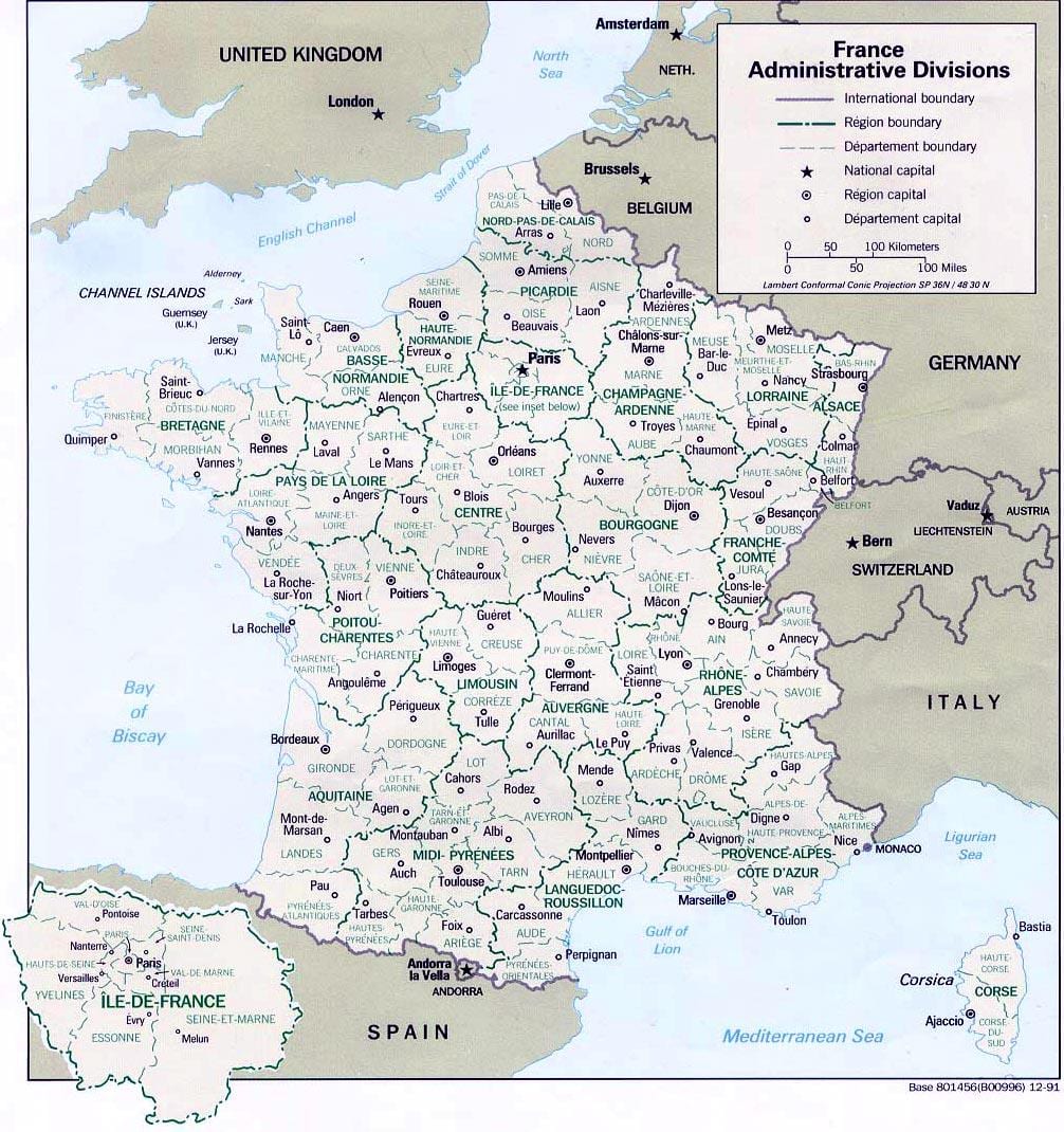 um mapa da França