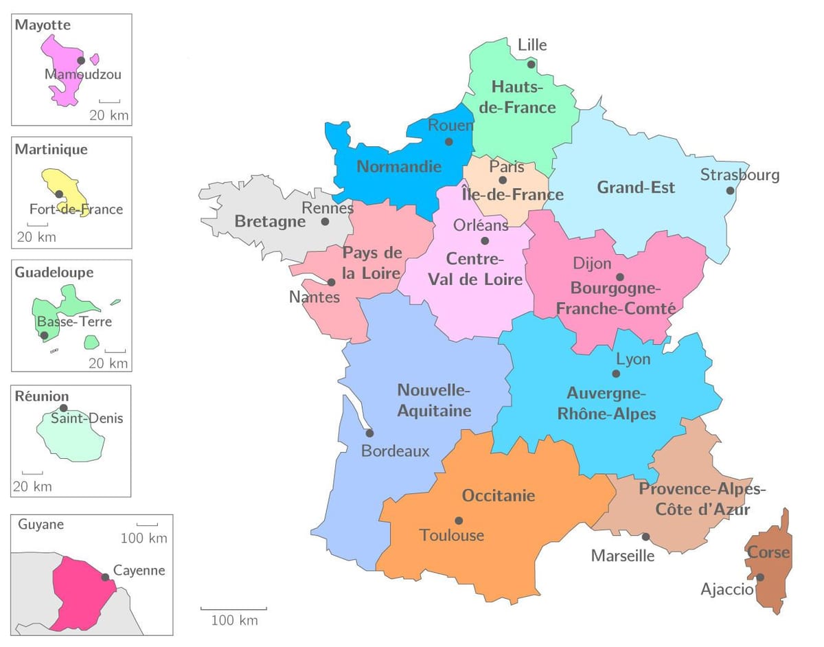 mapa da região França