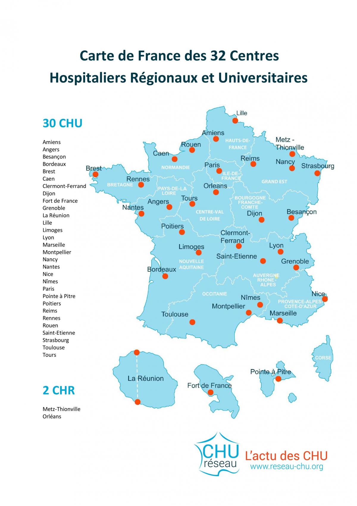 mapa da França, hospital