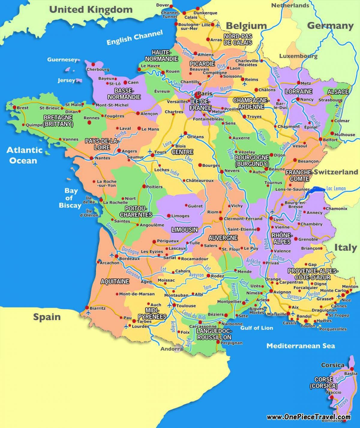 mapa turístico da França, atrações turísticas
