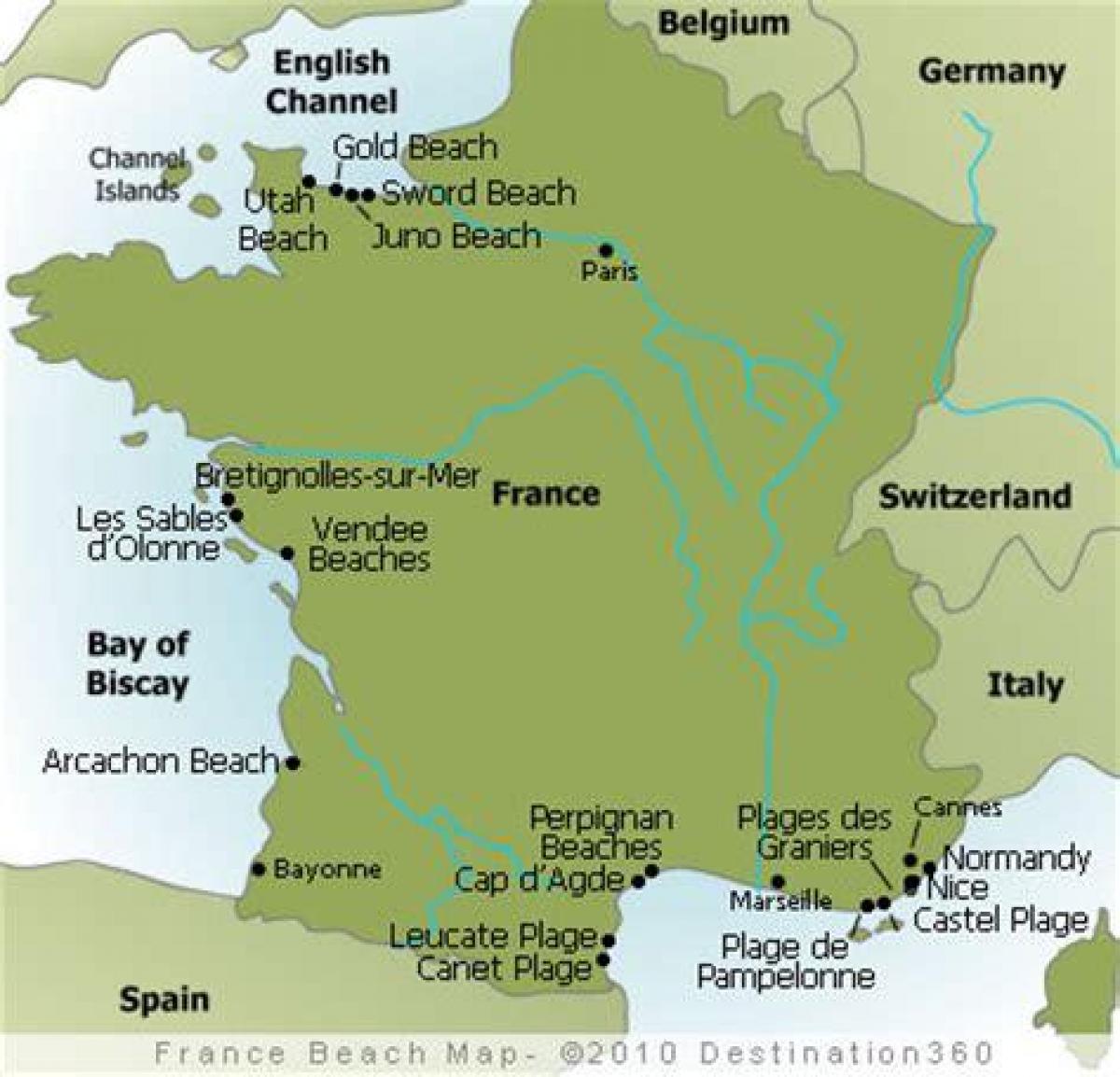 mapa da França praia