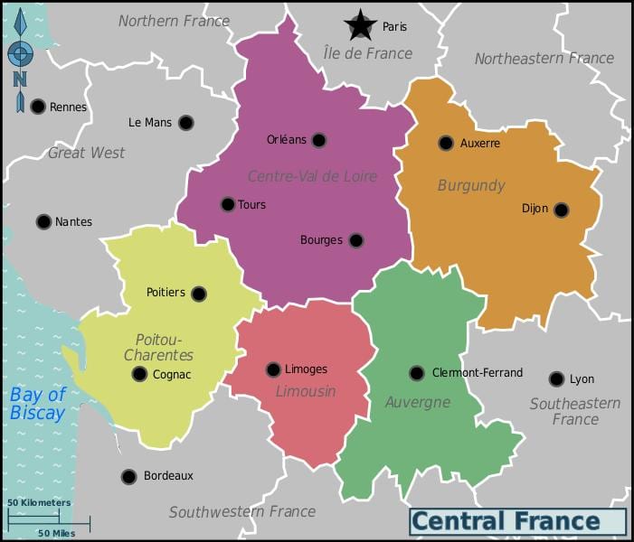 mapa da França central