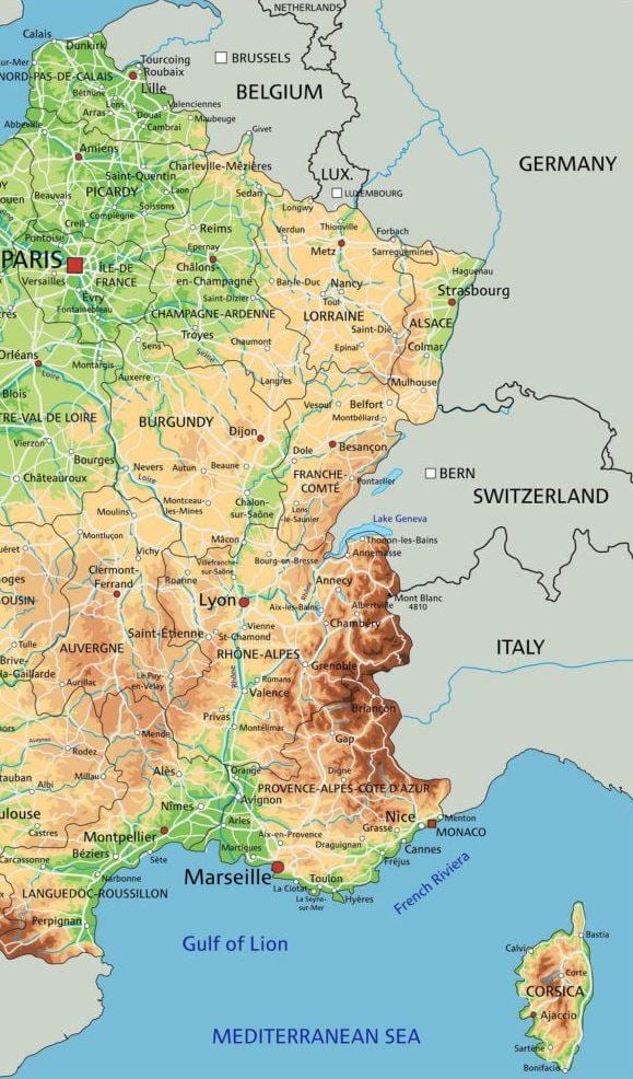 mapa da França oriental