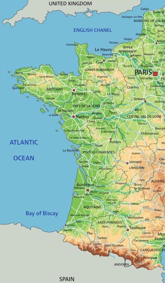mapa da França ocidental