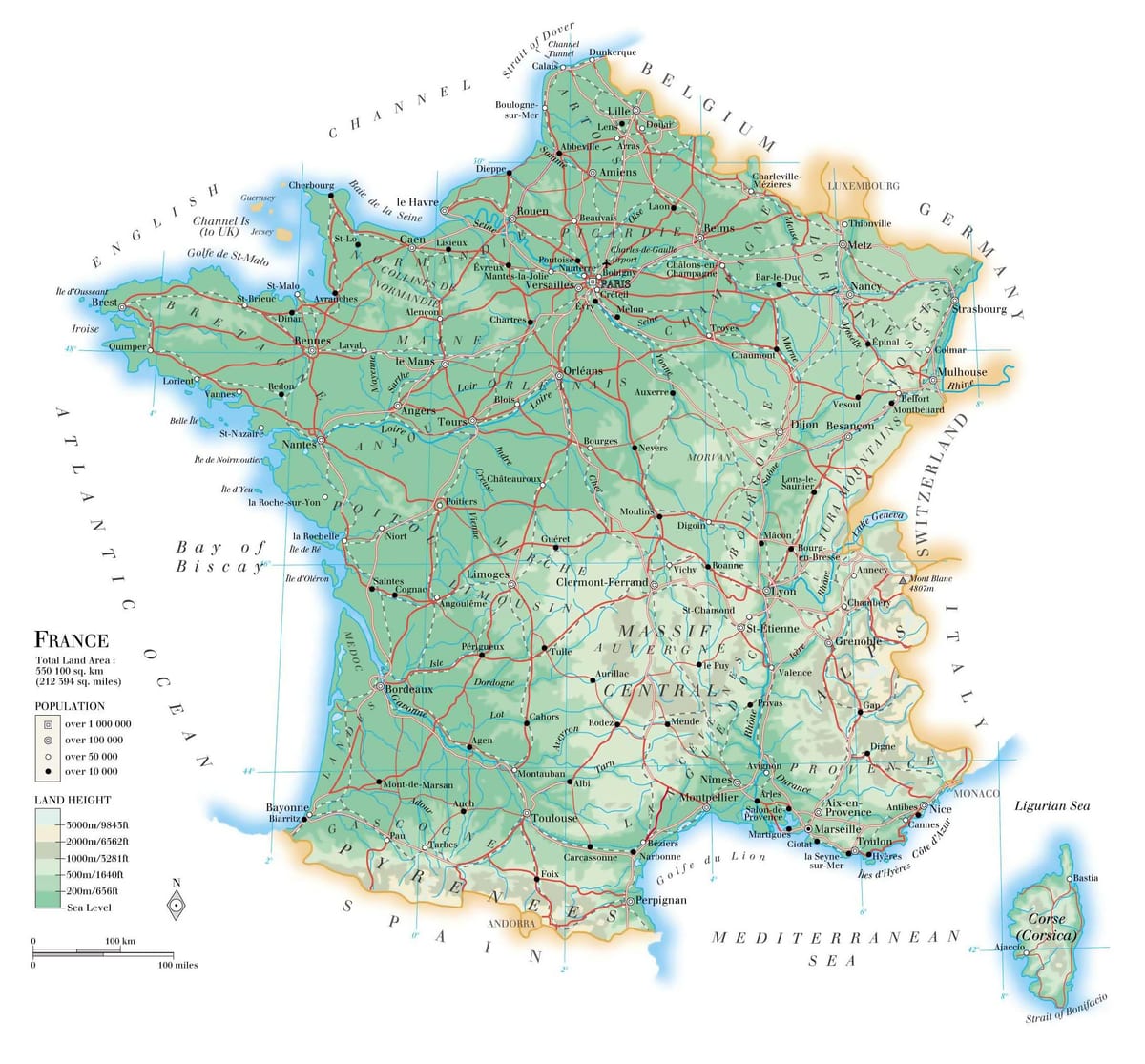 mapa geográfico da França
