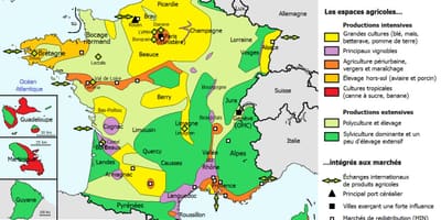 Mapa da França, a agricultura