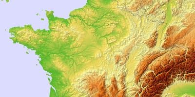 Mapa da França topográfico