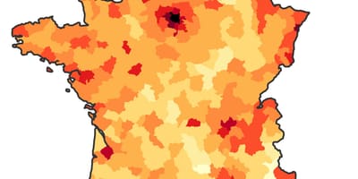 Mapa da França, da população
