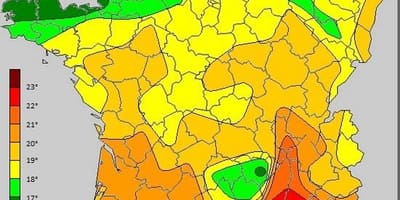 Mapa da França, temperatura