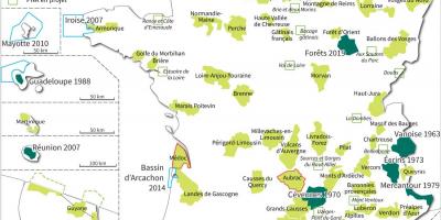 Mapa dos parques nacionais na França