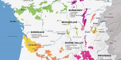 A frança, país de vinho mapa