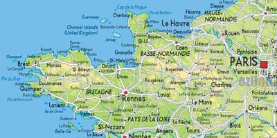 Mapa da França, norte, oeste