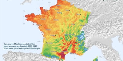 Mapa da França, do vento