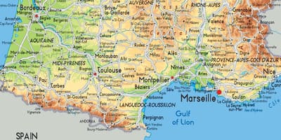 Sul da França mapa detalhado