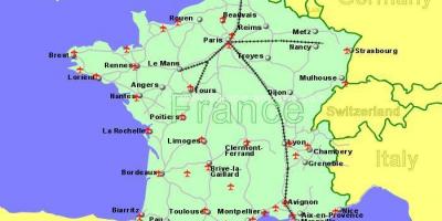 Aeroportos do sul da França mapa